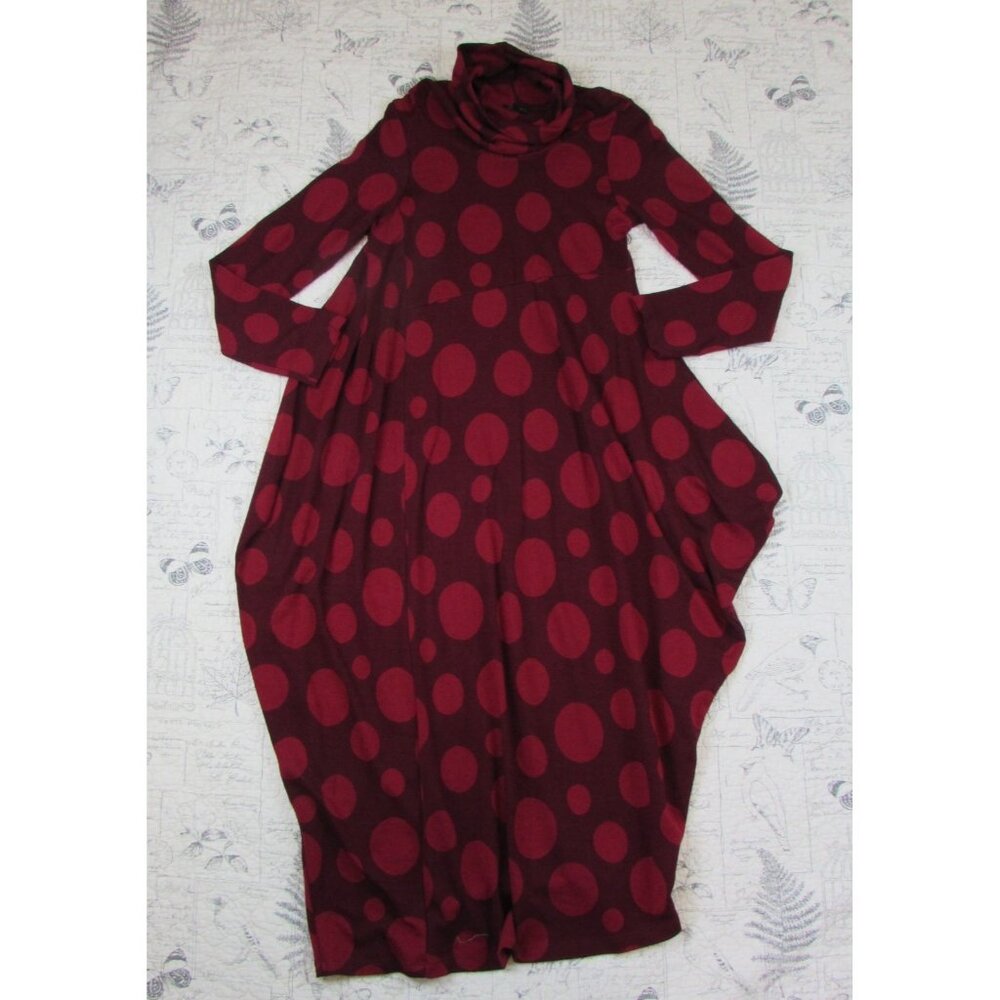 Spirithouse Dress dots Draped Cocoon sweater cowl neck Lagenlook Artsy S